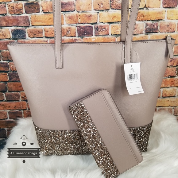 Kate spade LARGE Penny tote & wallet grey SET - Picture 5 of 7